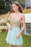 Stunning Strapless Chiffon Short Homecoming Dress Gold Appliques Mini Party Wear Dress For Girls - Mint / US 2 - Prom Dresses