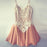 Stylish A-Line Spaghetti Straps Short Homecoming/Prom Dress with White Lace Applique - Prom Dresses