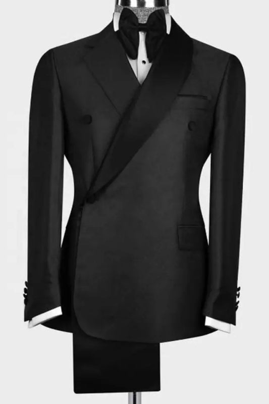 Alva Stylish Black Shawl Lapel Two Pieces Bespoke Wedding Suits