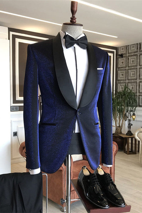 Connor Stylish Blue Shawl Lapel Two Pieces Wedding Suits