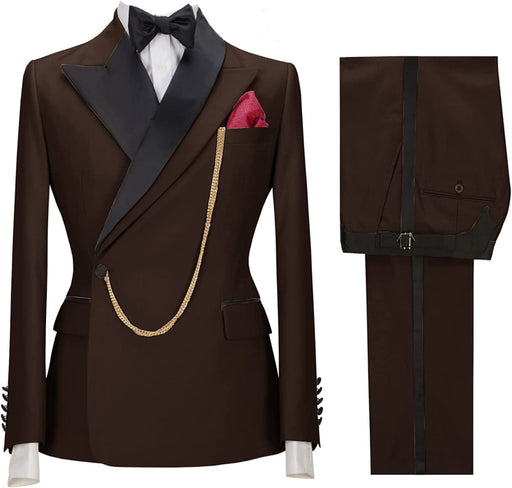 Ivan Stylish Brown Peaked Lapel Two Pieces Prom Suits For Men