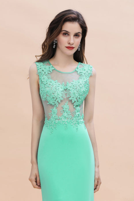 Stylish Crew Neck 3D-Floral Appliques Mermaid Evening Dress Sleeveless - Prom Dresses