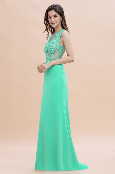 Stylish Crew Neck 3D-Floral Appliques Mermaid Evening Dress Sleeveless - Prom Dresses