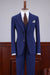 Curitis Stylish Dark Blue Plaid Notched Lapel Three Pieces Business Suits