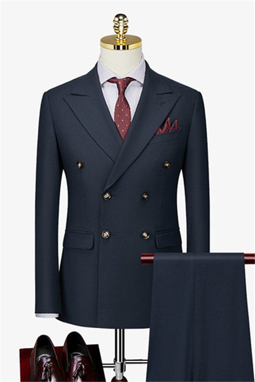 Daniel Dark Navy Double Breasted Peaked Lapel Stylish Business Suits