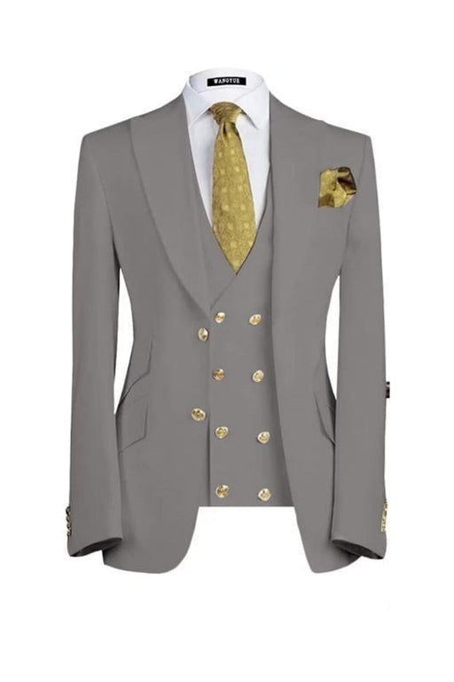 Boyd Bespoke Gray Three Pieces Single Breasted Business Men Suits