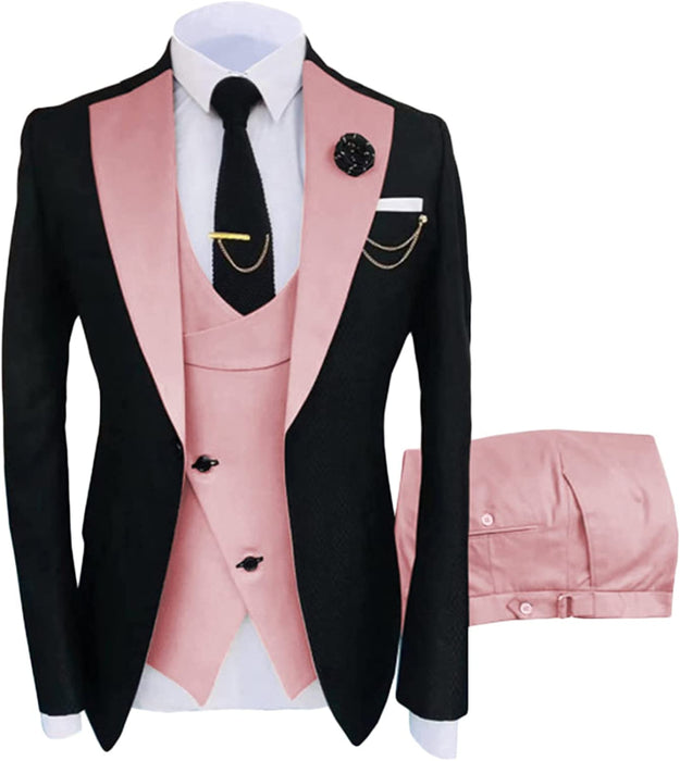 Otis Stylish Pink Shawl Lapel Three Pieces Prom Suits For Men