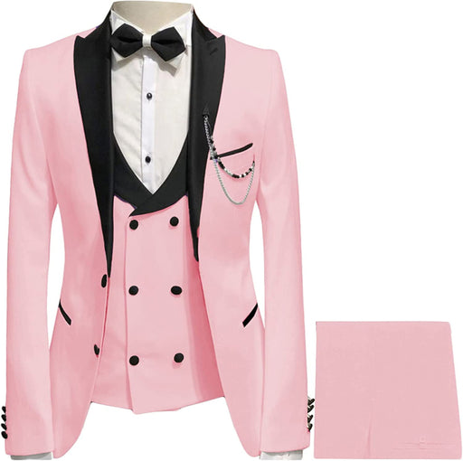 Mitchell Stylish Pink Peaked Lapel Three Pieces Prom Suits