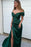 Sweetheart Mermaid Front Split Prom Dress in Dark Green with Off-The-Shoulder Beadings