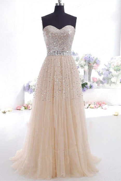 Sweetheart Sequins Long Prom Dress