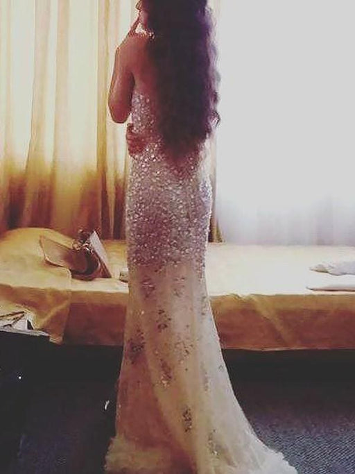 Sweetheart Sleeveless With Beading Sweep/Brush Train Chiffon Dresses - Prom Dresses