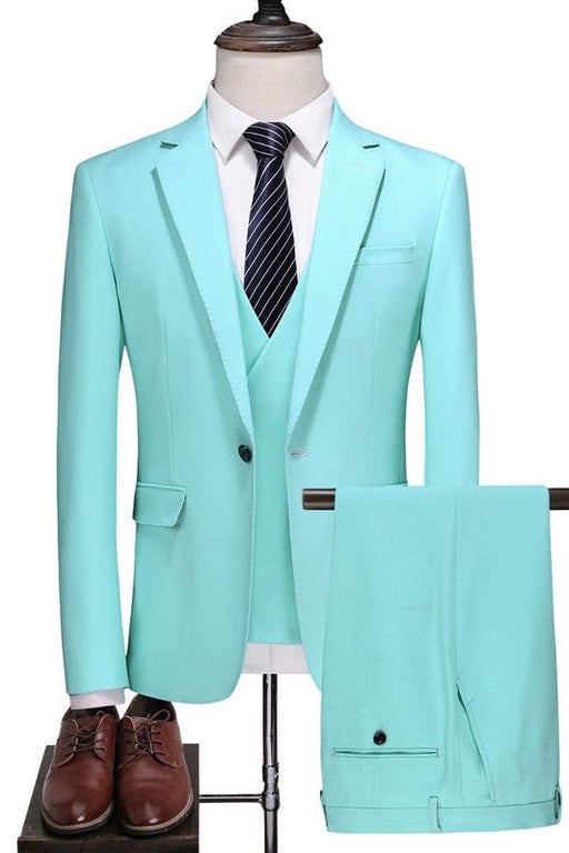 Isaac Blue Three Pieces One Button Notched Lapel Men Suits