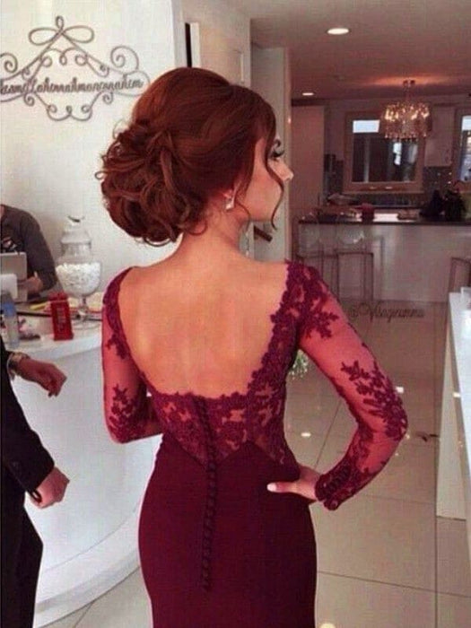 Trumpet/Mermaid Sweetheart Applique Satin Long Sleeves Sweep/Brush Train Dresses - Prom Dresses