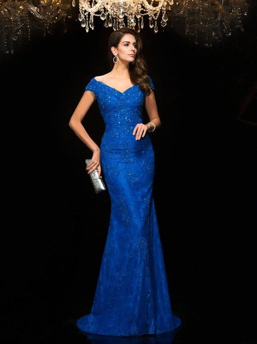 Trumpet/Mermaid V-neck Lace Sleeveless Long Lace Mother of the Bride Dresses - Prom Dresses