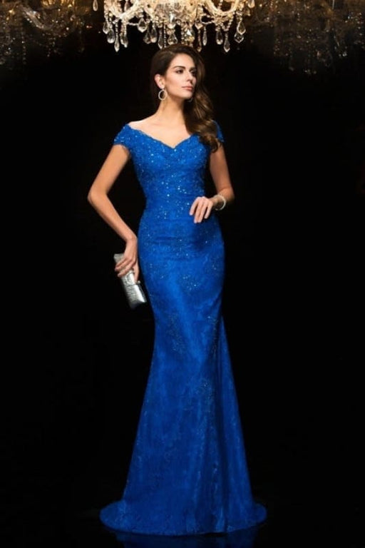 Trumpet/Mermaid V-neck Lace Sleeveless Long Lace Mother of the Bride Dresses - Prom Dresses