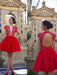 Tulle Scoop Short A-line Sleeves Short/Mini With Lace Dresses - Prom Dresses