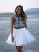 Tulle Halter Sleeveless A-line Short/Mini With Applique Dresses - Prom Dresses