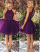 Tulle Halter Sleeveless A-line Short/Mini With Beading Prom Dresses - Prom Dresses