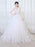 V-Neck 3/4 Sleeves Lace Ball Gown Wedding Dresses - wedding dresses