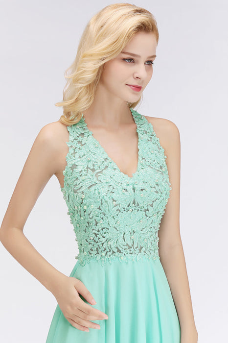 Bridelily Affordable V-Neck Short Lace Birdesmaid Dresses Online