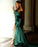 V-Neck Mermaid Evening Dress With Split in Dark Green