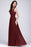 Bridelily Burgundy Long V-Neck Sleeveless Chiffon Bridesmaid Dress Online