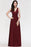 Bridelily Burgundy Long V-Neck Sleeveless Chiffon Bridesmaid Dress Online