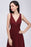 Bridelily Burgundy Long V-Neck Sleeveless Chiffon Bridesmaid Dress Online