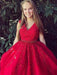 V-Neck Sleeveless Sweep/Brush A-line Train With Applique Tulle Dresses - Prom Dresses