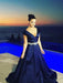 V-Neck Sleeveless Sweep/Brush A-line Train With Beading Satin Dresses - Prom Dresses