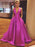 V-Neck Sleeveless Sweep/Brush A-line Train With Ruffles Satin Dresses - Prom Dresses