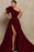 Vintage Burgundy One-Shoulder Mermaid Prom Dress with Slit