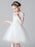 White Flower Girl Dresses Jewel Neck 3/4 Length Sleeves Cut Out Formal Kids Pageant Dresses