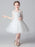 White Flower Girl Dresses Jewel Neck 3/4 Length Sleeves Cut Out Formal Kids Pageant Dresses