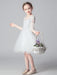White Flower Girl Dresses Jewel Neck 3/4 Length Sleeves Cut Out Formal Kids Pageant Dresses