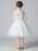 White Flower Girl Dresses Jewel Neck 3/4 Length Sleeves Cut Out Formal Kids Pageant Dresses