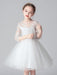 White Flower Girl Dresses Jewel Neck 3/4 Length Sleeves Cut Out Formal Kids Pageant Dresses
