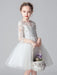 White Flower Girl Dresses Jewel Neck 3/4 Length Sleeves Cut Out Formal Kids Pageant Dresses