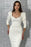 White Jewel Long Sleeve Sequined Prom Dress