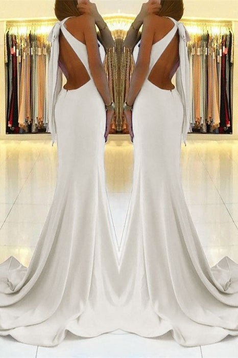 White Mermaid Prom Dress With Split