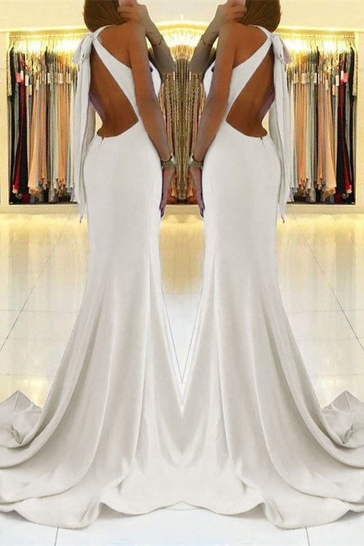 White Mermaid Prom Dress with Split