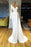 White One Shoulder Long Sleeve Sweetheart Mermaid Prom Dress with Split