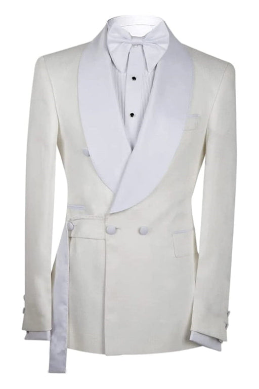 Lawrence Bespoke White Shawl Lapel  Double Breasted Wedding Suits