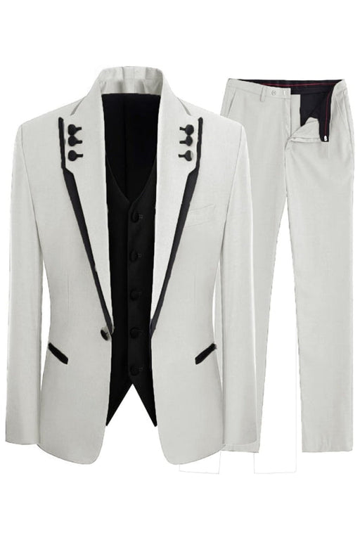 Jeremy Bespoke White Shawl Lapel Three Pieces Men Suits For Prom