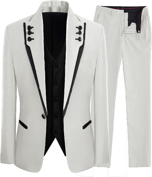 Jeremy Bespoke White Shawl Lapel Three Pieces Men Suits For Prom