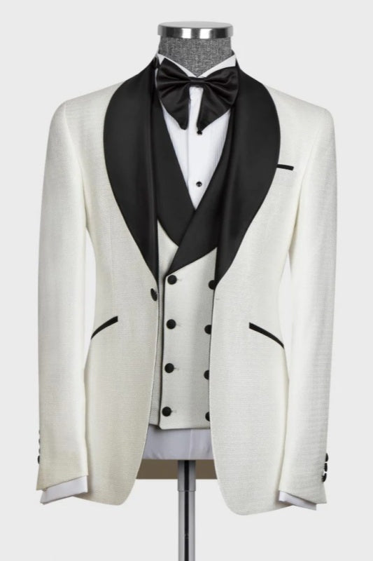 Christ White Shawl Lapel Three Pieces Wedding Men Suits