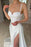 White Spaghetti-Strap Mermaid Prom Dress with Ruffles