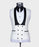 Thomas Bespoke White Jacquard Three Pieces Wedding Suits With Black Shawl Lapel