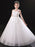 White Flower Girl Dresses Jewel Neck Sleeveless Floor-Length Tulle Princess Dress Pleated Kids Party Dresses