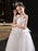 White Flower Girl Dresses Jewel Neck Sleeveless Floor-Length Tulle Princess Dress Pleated Kids Party Dresses